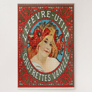 Mucha’s Vintage-Eleganz: Lefèvre-Utile Gaufrettes Puzzle
