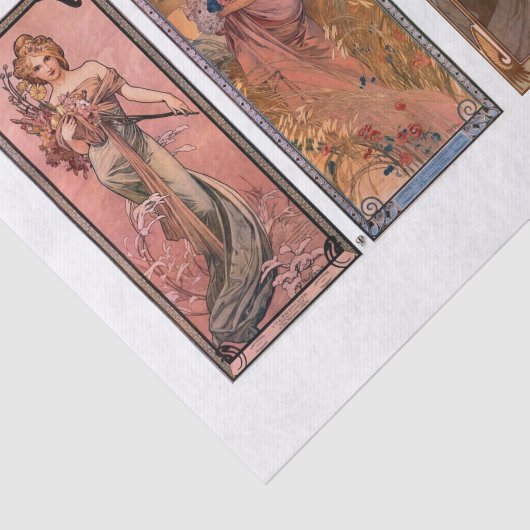 Mucha Saison Damen Decoupage Seidenpapier (Ausschnitt)