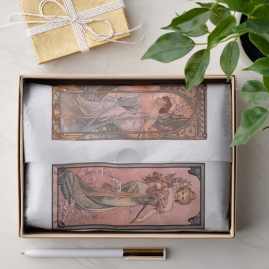 Mucha Saison Damen Decoupage Seidenpapier (Geschenk)