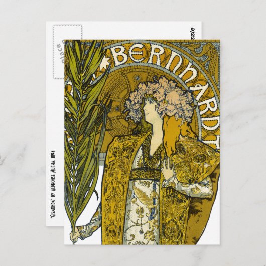 Mucha - Sarah Bernhardt - Gismonda Postkarte (Vorne/Hinten)