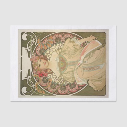 Mucha schöne Dame-Decoup Seidenpapier (Vorderseite)