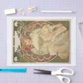 Mucha schöne Dame-Decoup Seidenpapier (Handwerk)