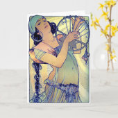 Mucha-Sinti und Roma-Tambourine Karte (Gelbe Blume)