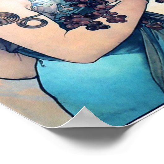 Mucha Trauben Vintage Frau Poster (Ecke)