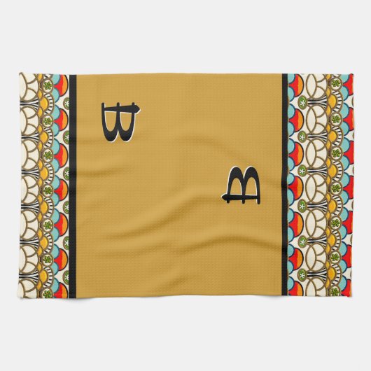 Mucha und Cliff - Mit Monogramm Geschirrtuch (Horizontal)