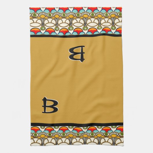 Mucha und Cliff - Mit Monogramm Geschirrtuch (Vertikal)