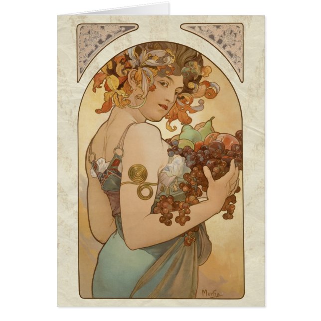 Mucha Vintage-Designkarte (Vorne)