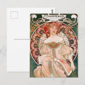 Mucha Vintage französische Jugendstil-Champenois Postkarte (Vorne/Hinten)