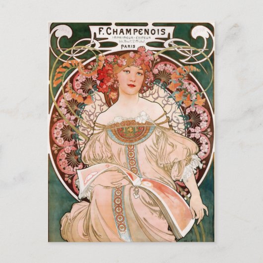 Mucha Vintage französische Jugendstil-Champenois Postkarte (Vorderseite)