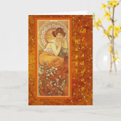 Mucha "Wertvoll Stones ~ Topaz" November Karte (Gelbe Blume)