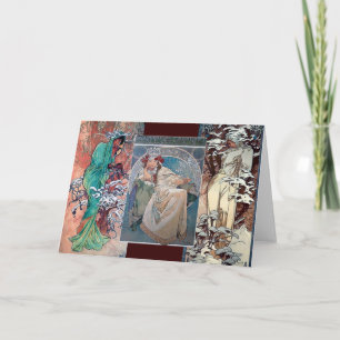Mucha Winterprinzessincollagen-Kunst-Deko Karte