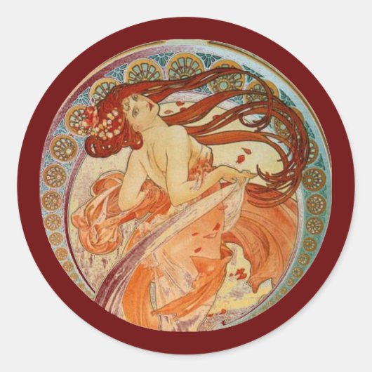 Mucha Woman Runder Aufkleber (Vorderseite)