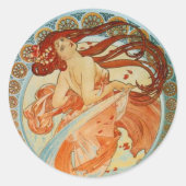 Mucha Woman Runder Aufkleber (Vorderseite)