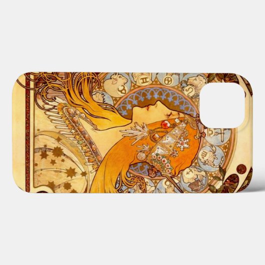 Mucha Zodiac Case-Mate iPhone Case (Rückseite (Horizontal))