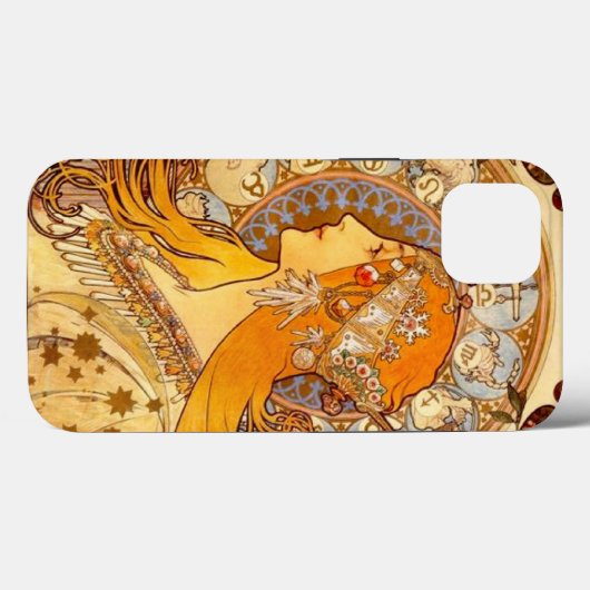 Mucha Zodiac Case-Mate iPhone Hülle (Rückseite (Horizontal))