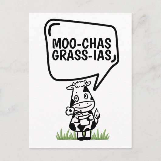 Muchas Gracias Cow dachte vielen Dank an Funny Postkarte (Vorderseite)