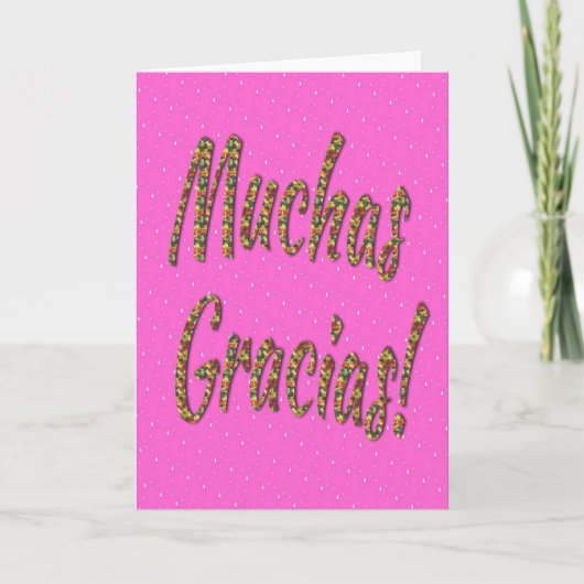 "Muchas Gracias!" Grußkarte in Rosa Dankeskarte (Vorderseite)