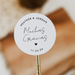Muchas Gracias Minimalistisch Wedding Vielen Dank Runder Aufkleber