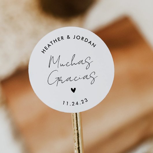 Muchas Gracias Minimalistisch Wedding Vielen Dank Runder Aufkleber