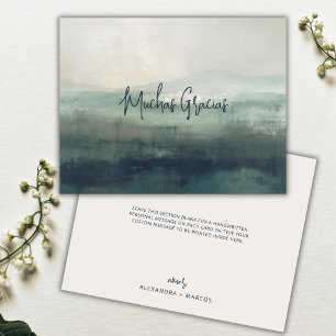 Muchas Gracias Modern Sage Grüne Spanische Hochzei Dankeskarte