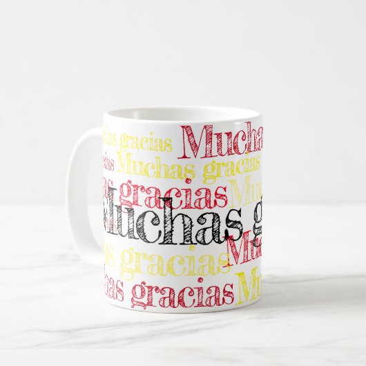 Muchas gracias/Spanisch dankt Ihnen zu höhlen Kaffeetasse (Vorderseite Links)