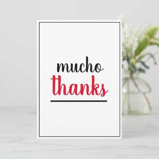 Mucho Thanks Appreciation Gesture Dankeskarte (Stehend Vorderseite)
