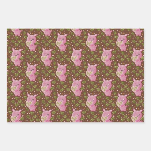 Mud Bath Piggy Schnauze Wrapping Paper Sheets Geschenkpapier Set (Vorderseite 2)