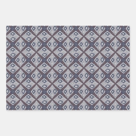 Mud Cloth Inspiriert Boho Blues Geschenkpapier Set (Vorderseite)