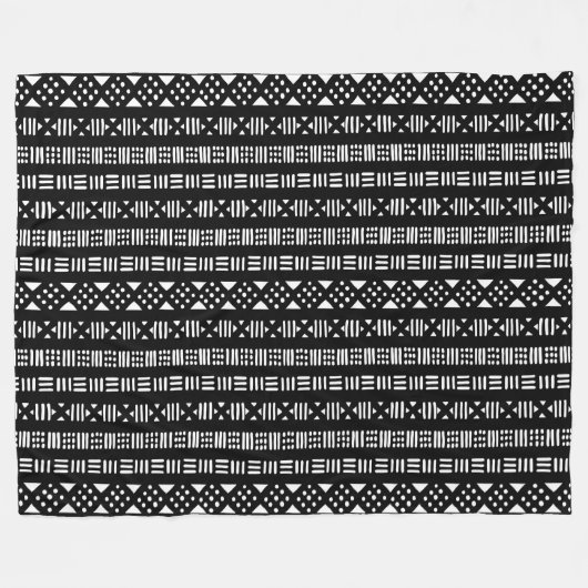Mud Cloth Style 01 - Schwarz Fleecedecke (Vorderseite (Horizontal))