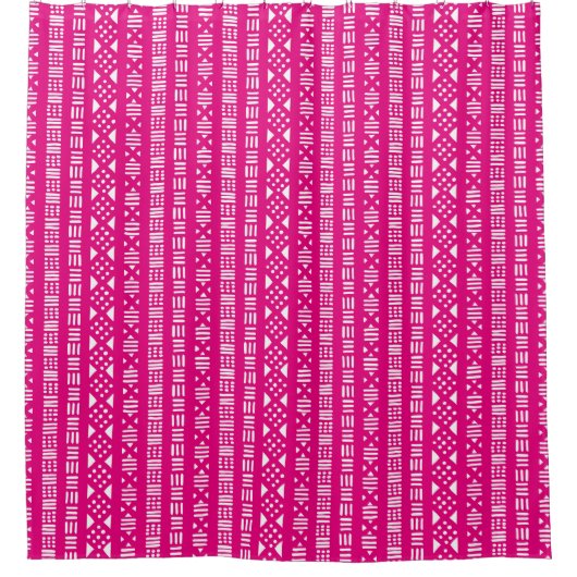 Mud Cloth Style 01 - White on Hot Pink e5007a Duschvorhang (Vorderseite)
