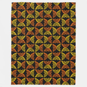 Mud Cloth Style 080215 - Amber und Orange auf Schw Fleecedecke