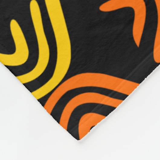 Mud Cloth Style 080215 - Amber und Orange auf Schw Fleecedecke (Ecke)