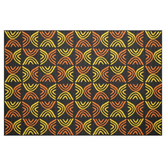 Mud Cloth Style 080215 - Amber und Orange auf Schw Stoff (Fat Quarter (45,7 x 55,9 cm))