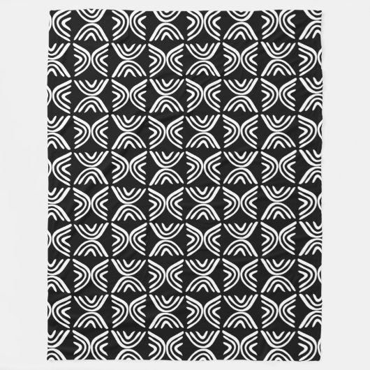 Mud Cloth Style 080215 - White on Black Fleecedecke (Vorderseite)