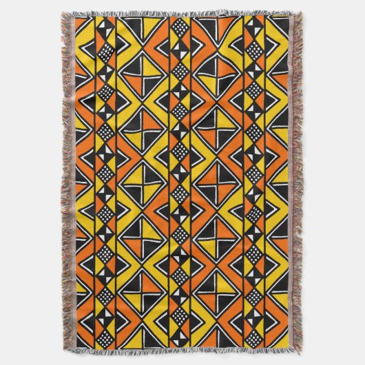 Mud Cloth Style 100215 - Amber und Orange Decke (Vorderseite Vertikal)