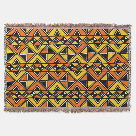 Mud Cloth Style 100215 - Amber und Orange Decke (Vorderseite)