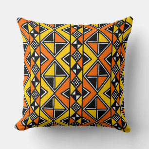 Mud Cloth Style 100215 - Amber und Orange Kissen