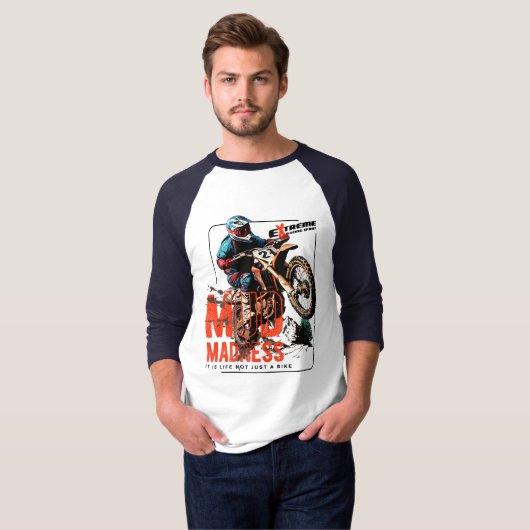 Mud Madness | Herren-3/4-Sieb-Raglan T-Shirt (Vorne ganz)