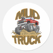 Mud Truck Chevy Runder Aufkleber (Vorderseite)