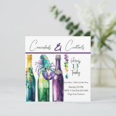 Mudbugs, Crawfish und Cocktails Mardi Gras Style Einladung (Stehend Vorderseite)