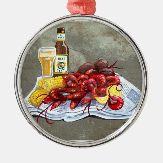 Mudbugs und Bier-Verzierung Ornament Aus Metall (Vorne)