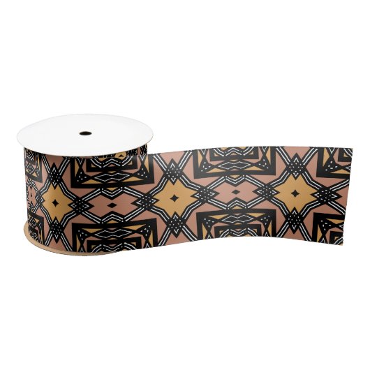 Mudcloth Bogolan Geometric Print Satin Ribbon Satinband (Spule)