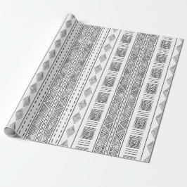 Mudcloth Inspiriert Tribal White Geometric Muster Geschenkpapier