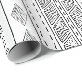 Mudcloth Inspiriert Tribal White Geometric Muster Geschenkpapier (Rolleneckpunkt)