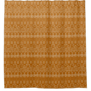 Mudcloth Muster, geometrisch, rost, braun, orange Duschvorhang