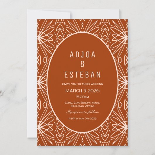 Mudcloth Tribal Muster Boho Wedding Einladung (Vorderseite)