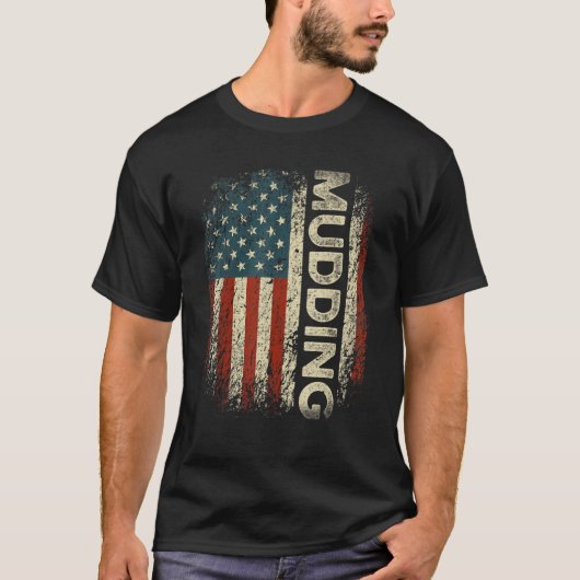 Mudding Off Road USA Flag gestörte Mud Run & 4 W T-Shirt (Vorderseite)