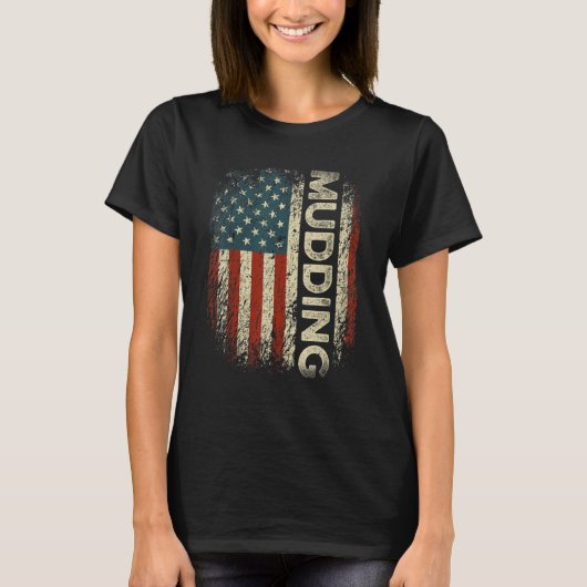 Mudding Off Road USA Flag gestörte Mud Run & 4 W T-Shirt (Vorderseite)