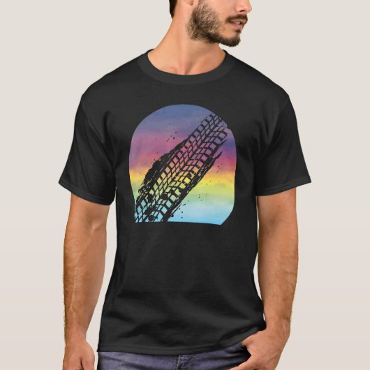 Mudding Retro Sunset Niedlich Mudding Tire Track A T-Shirt (Vorderseite)