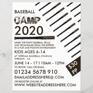 Muddy Baseball Bat, Baseball Camp-Werbung Flyer